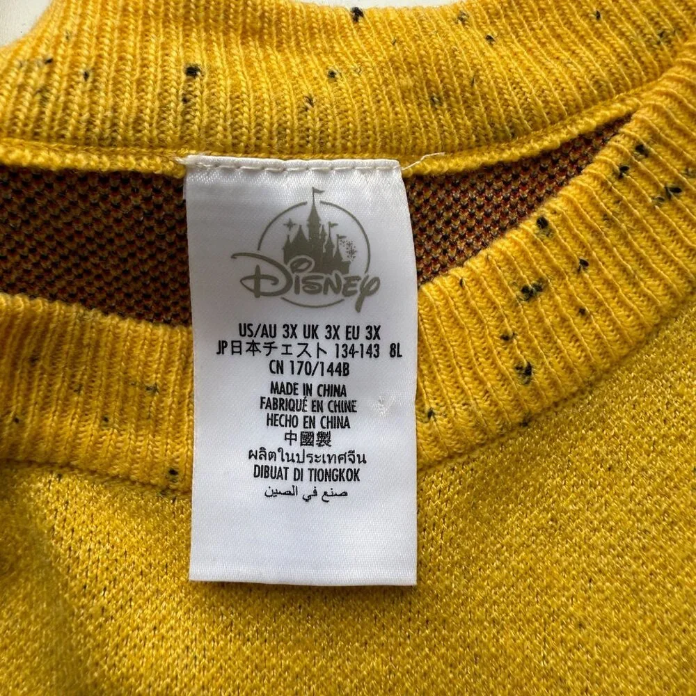 Disney Mickey Mouse Graphic Knit Yellow Pullover Sweater Size 3X Oversized